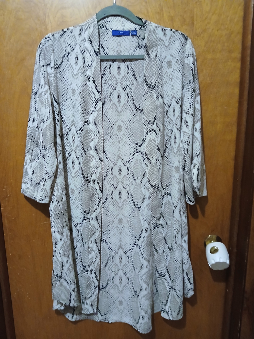 Apt. 9 Taupe Snake Print Open Cardigan